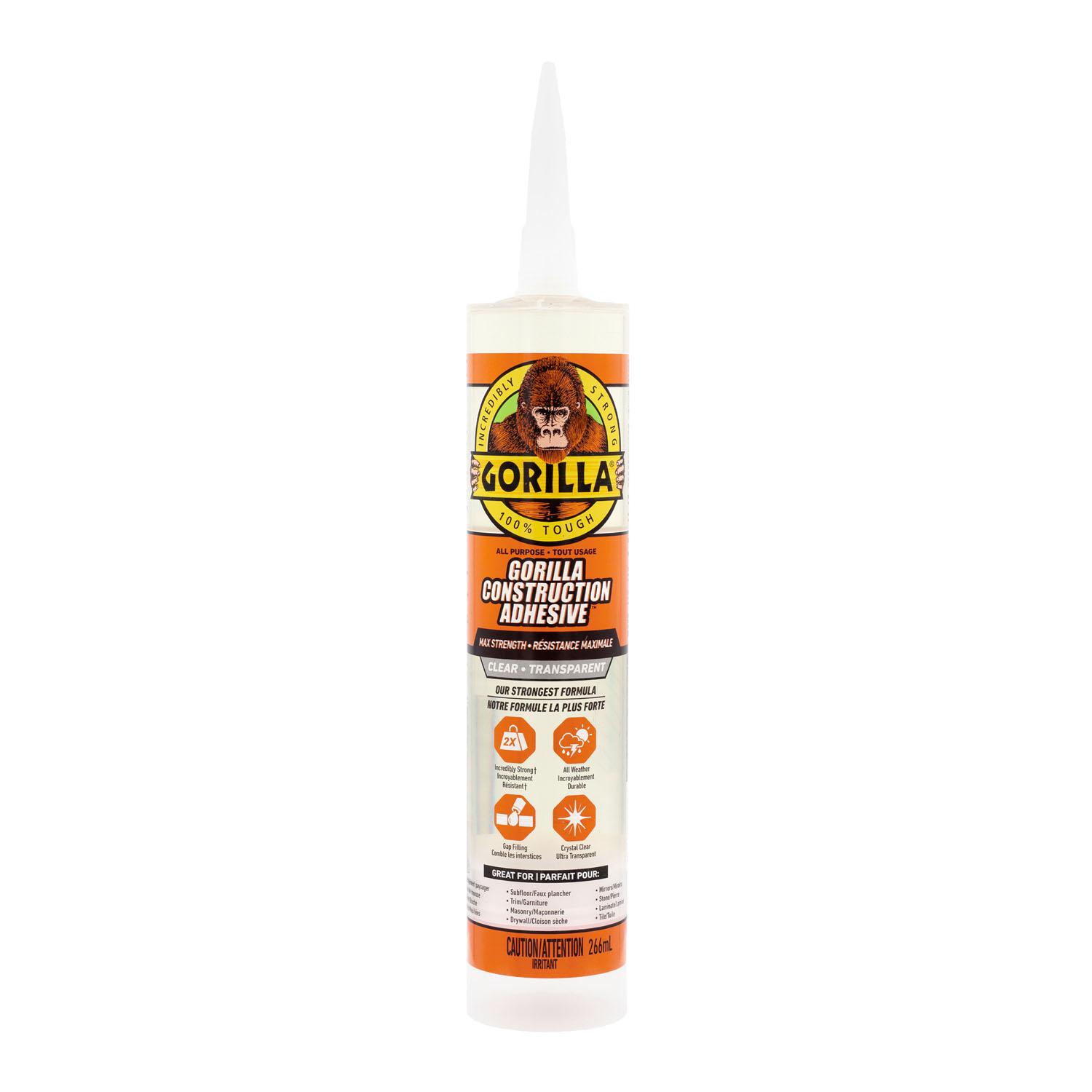 Gorilla Max Strength Construction Adhesive, Clear 9oz