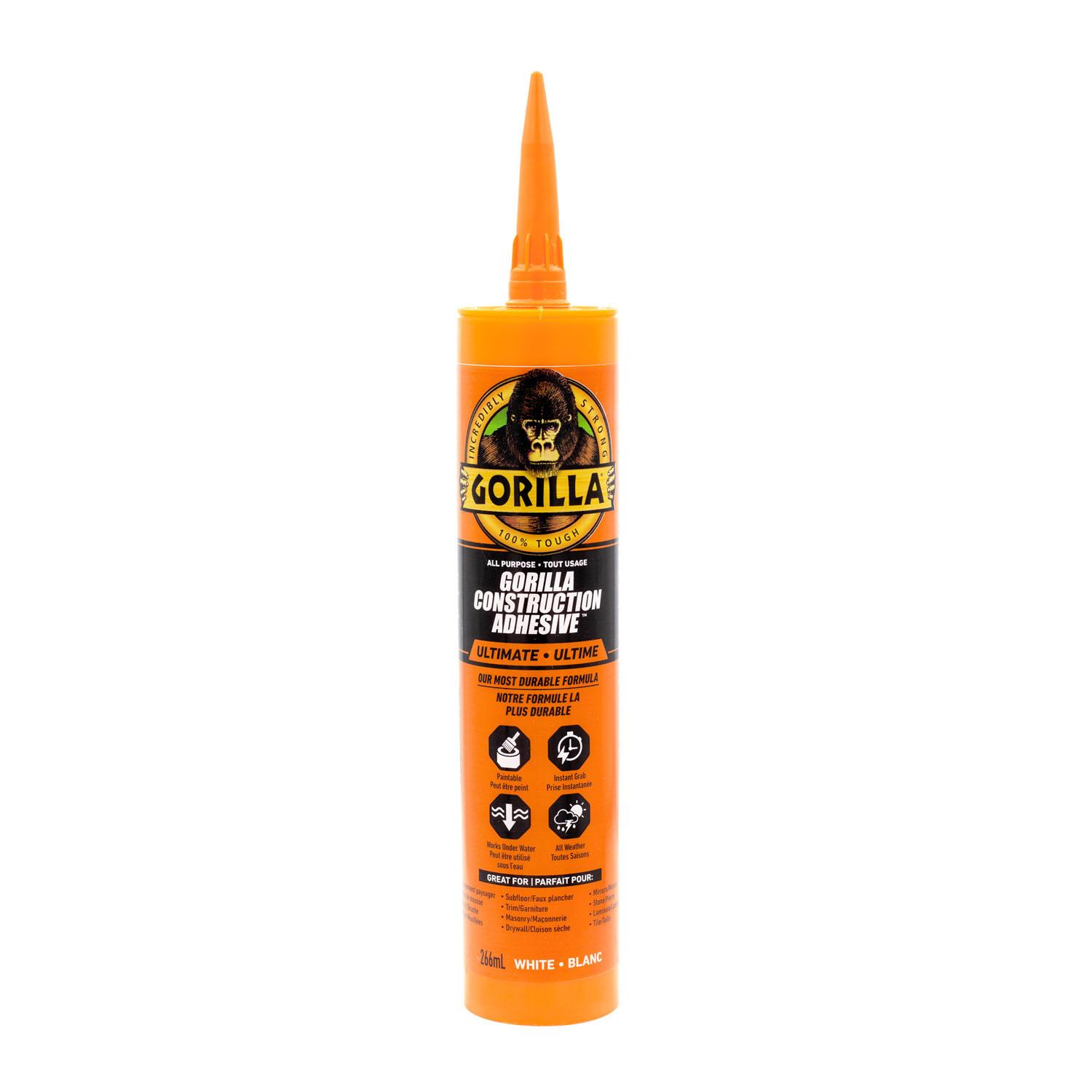 Gorilla Ultimate Construction Adhesive Cartridge, White 9oz