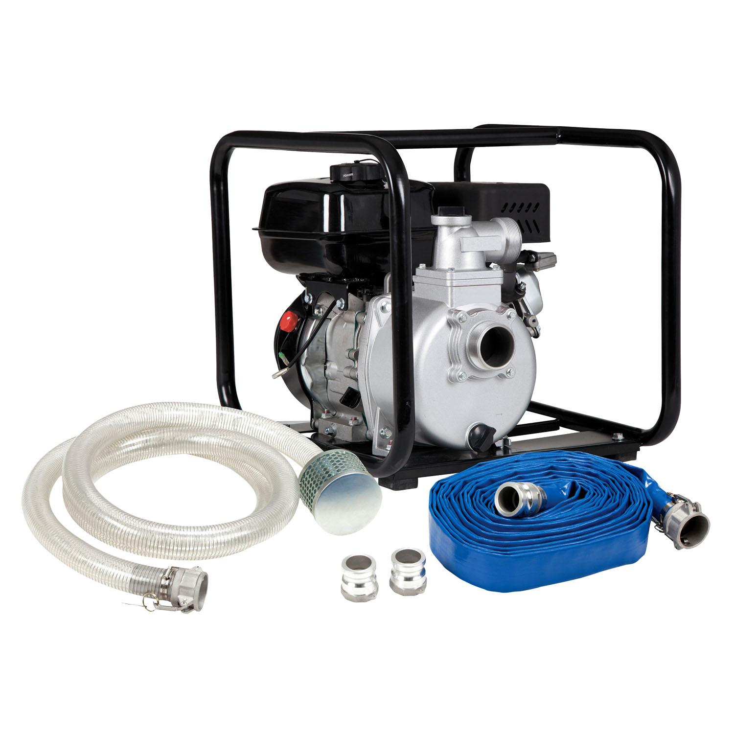 Pompe à moteur à essence avec trousse de tuyau 2"