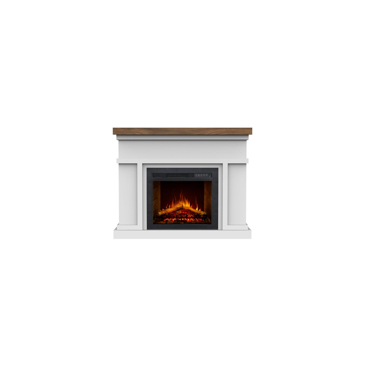 44" Free-standing Electric Fire Place White with Oak Top