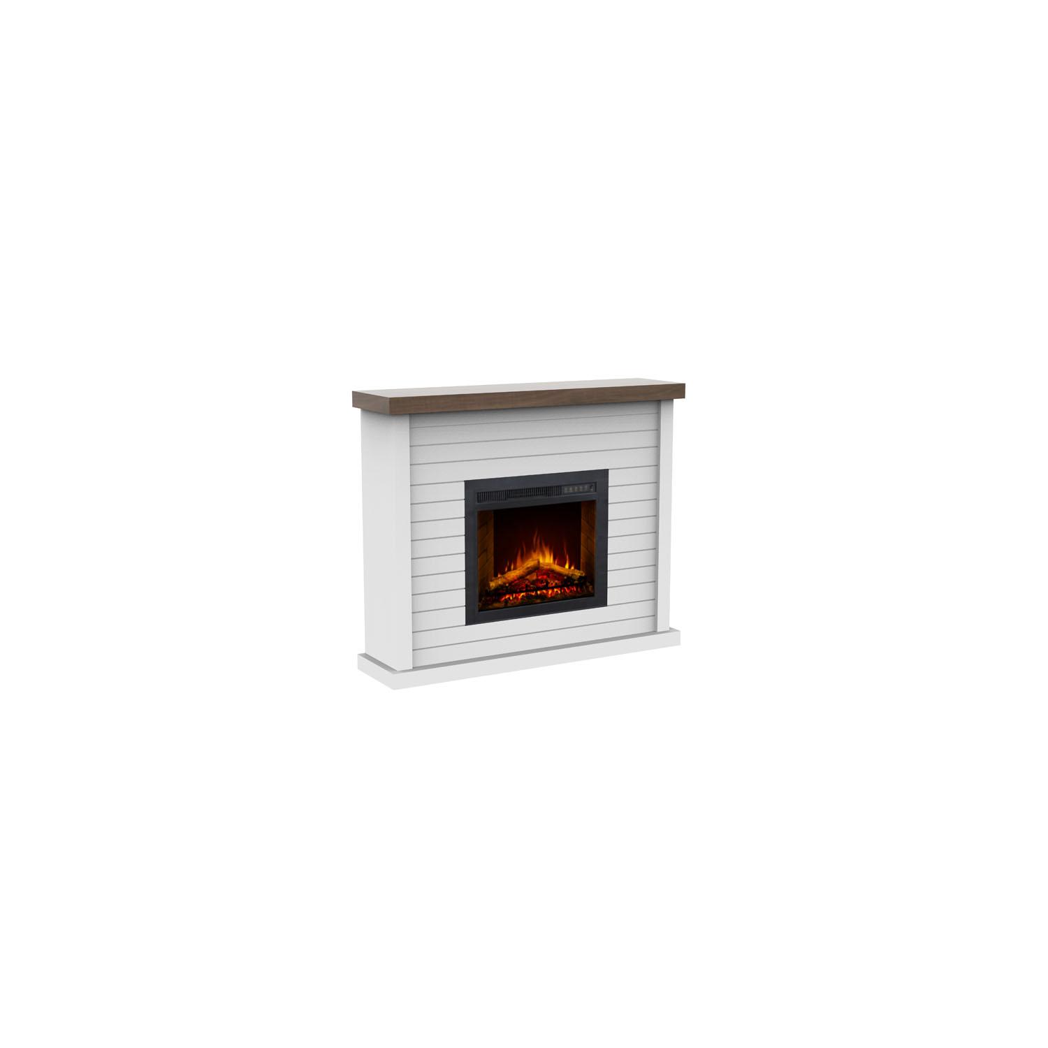 46" Free-standing Electric Fire Place White with Oak Top