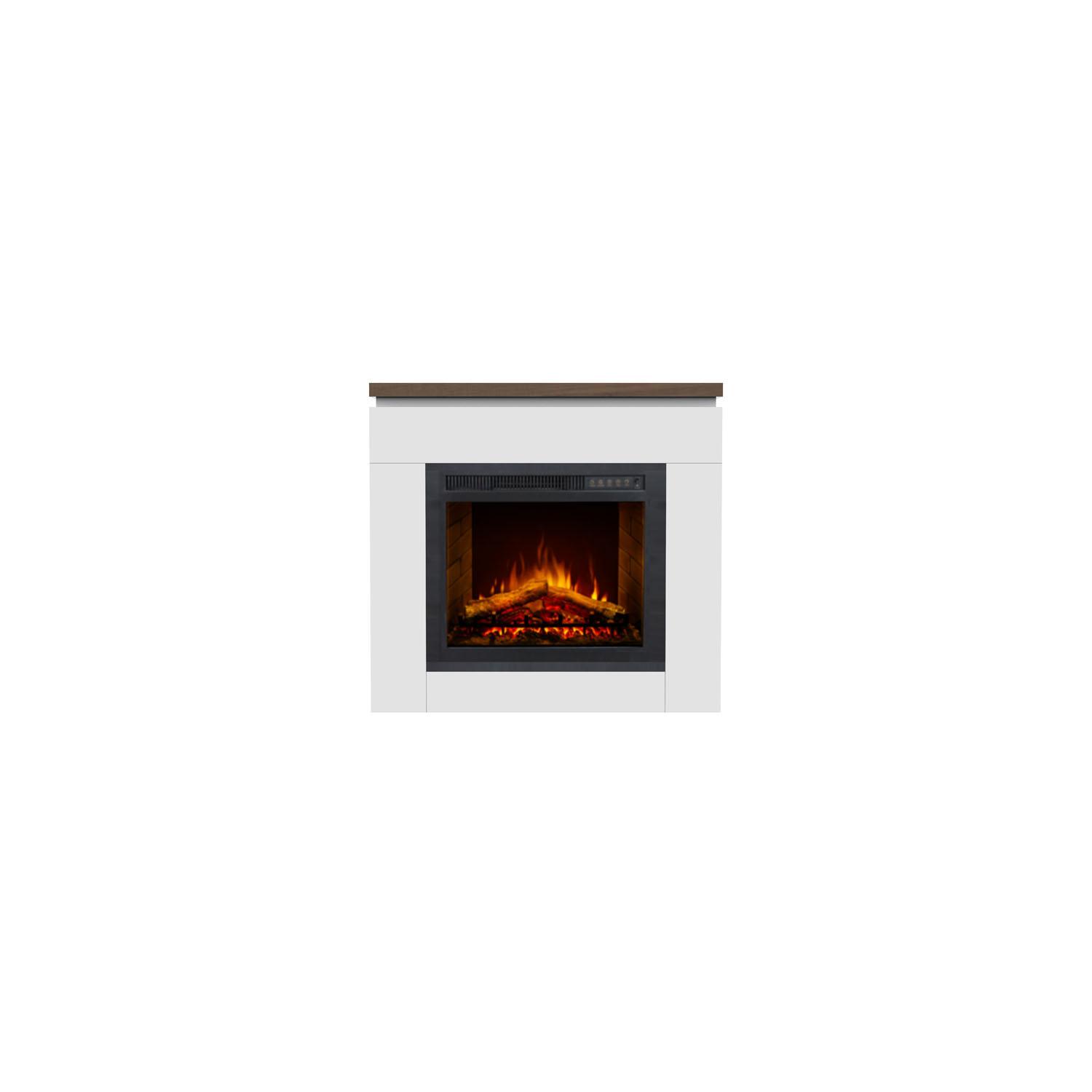34" Free-standing Electric Fire Place White with Oak Top