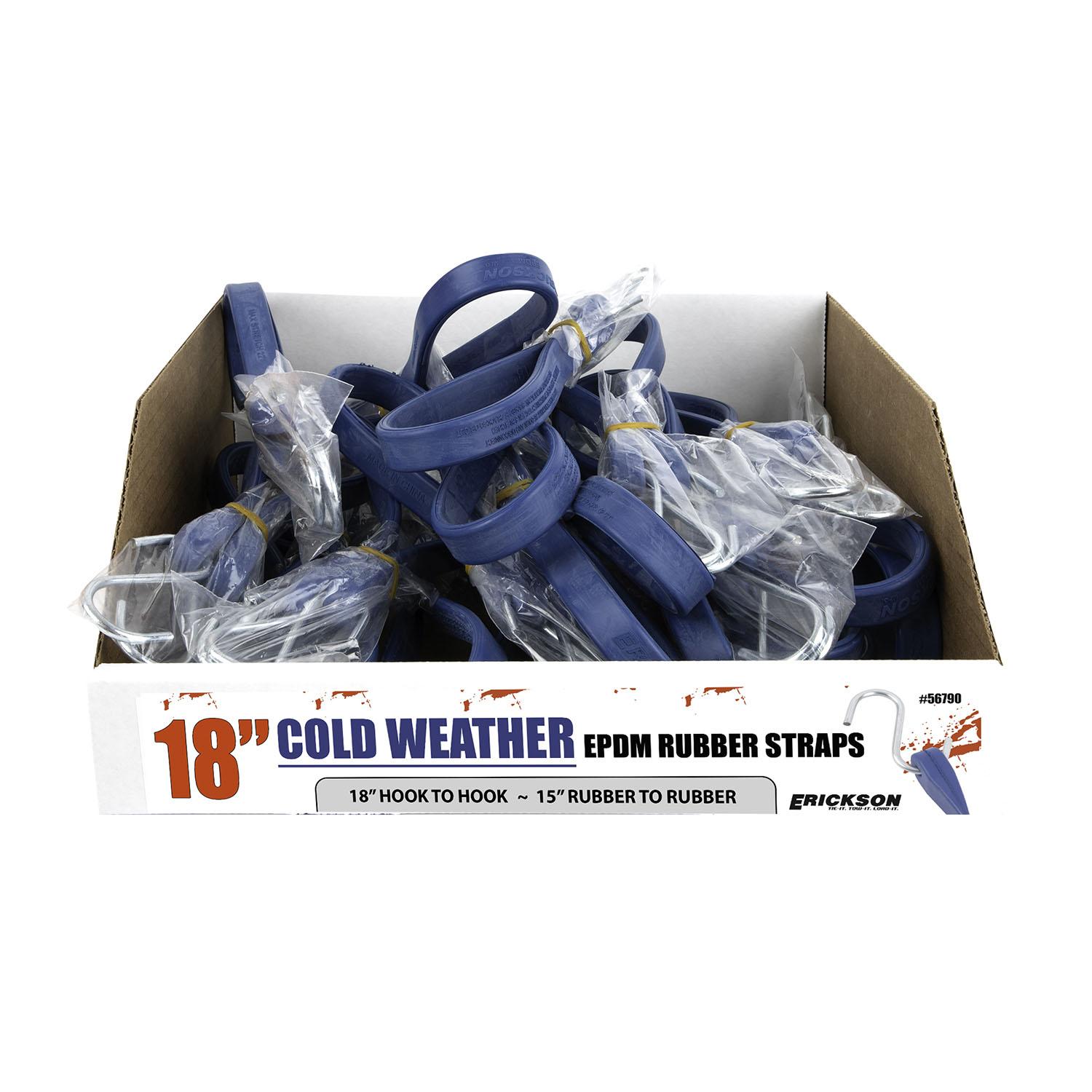 18" Extreme Weather Rubber Tarp Strap Bulk w/ PDQ
