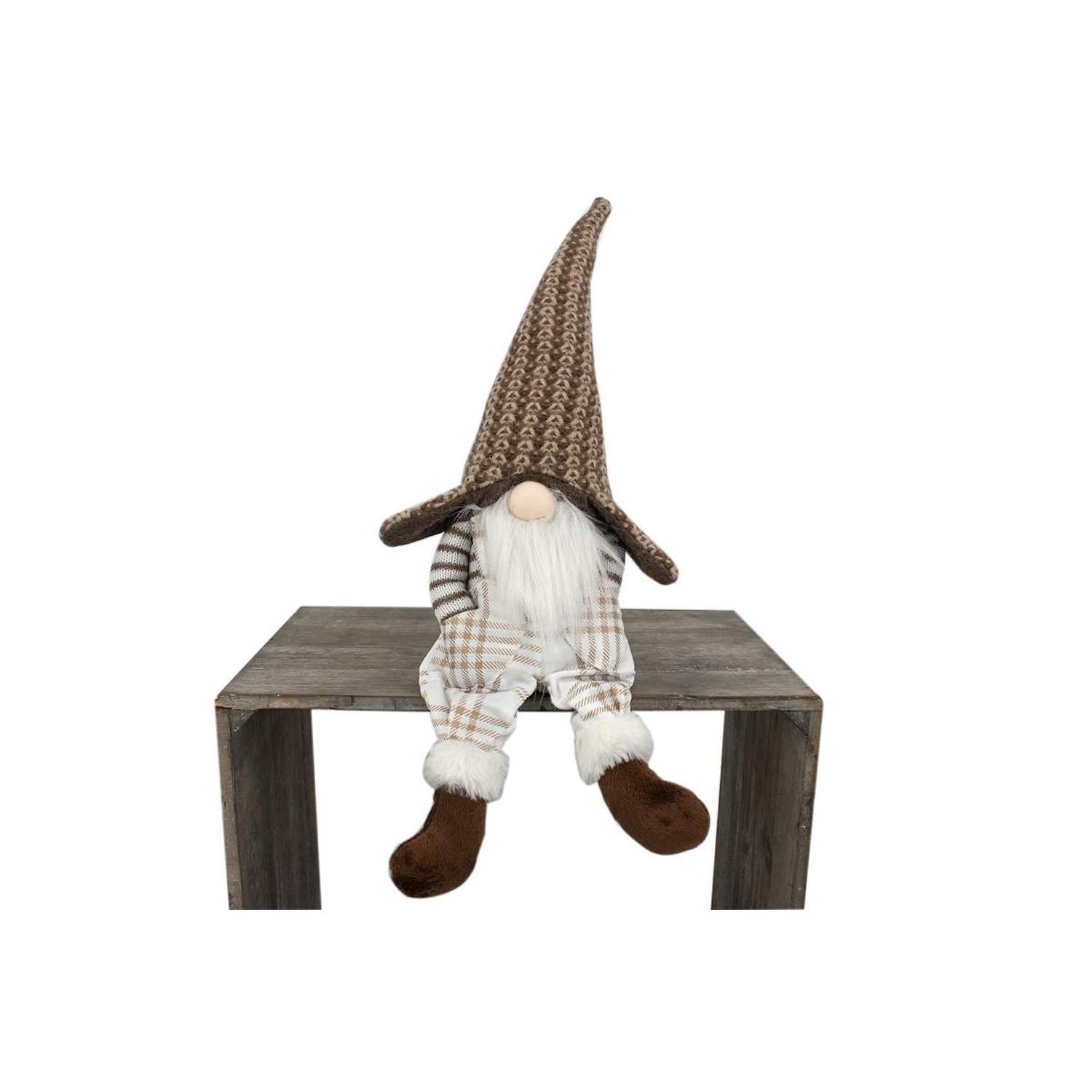 Gnome assis en tissu blanc 24" avec chapeau blanc
